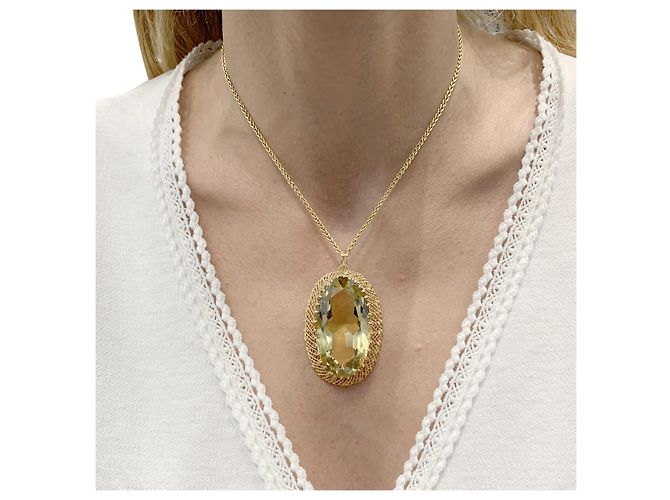 Autre Marque Pendente in prasiolite e fili d'oro giallo. - vista 8