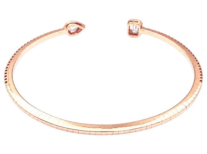Bracciale rigido Messika, "My Twin Toi & Moi pavé, petit modèle" in oro rosa e diamanti. - vista 2