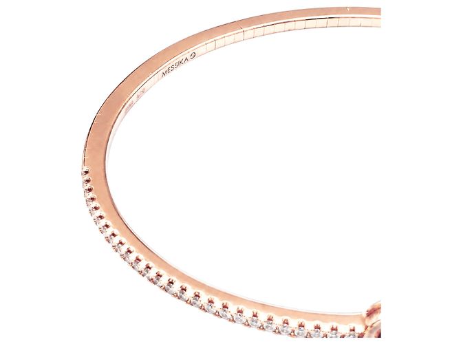 Bracciale rigido Messika, "My Twin Toi & Moi pavé, petit modèle" in oro rosa e diamanti. - vista 4