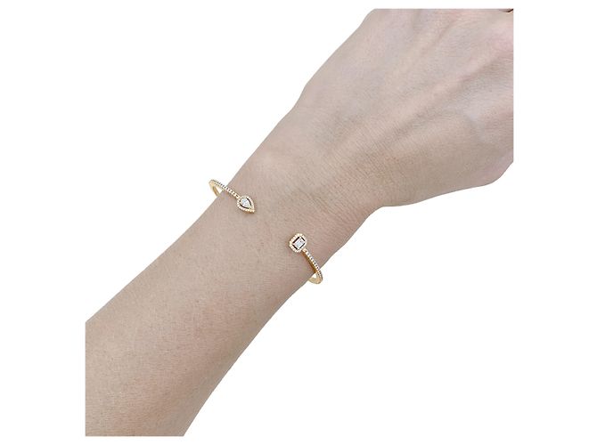 Bracciale rigido Messika, "My Twin Toi & Moi pavé, petit modèle" in oro rosa e diamanti. - vista 6