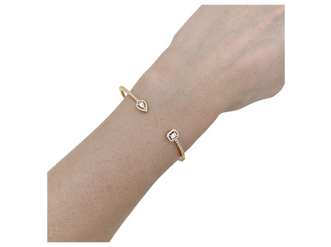 Bracciale rigido Messika, "My Twin Toi & Moi pavé, petit modèle" in oro rosa e diamanti. - vista 7