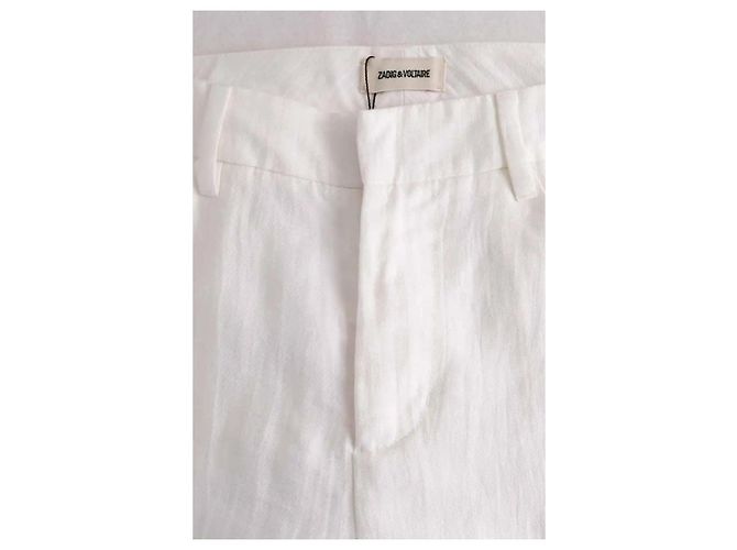 Zadig & Voltaire Pantalones de sastre Pistol de lino blanco - vista 3