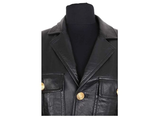 Abrigo de cuero negro Chloé - vista 2