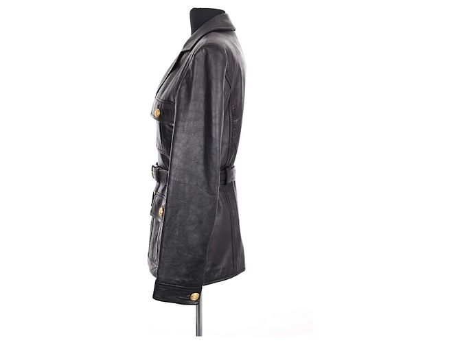 Abrigo de cuero negro Chloé - vista 3
