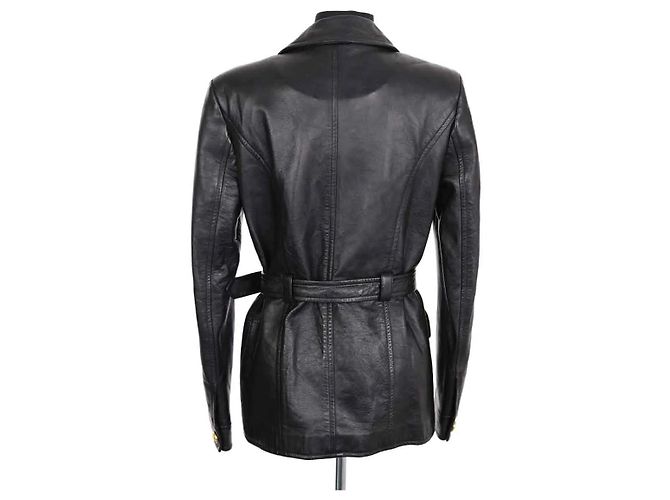 Abrigo de cuero negro Chloé - vista 4