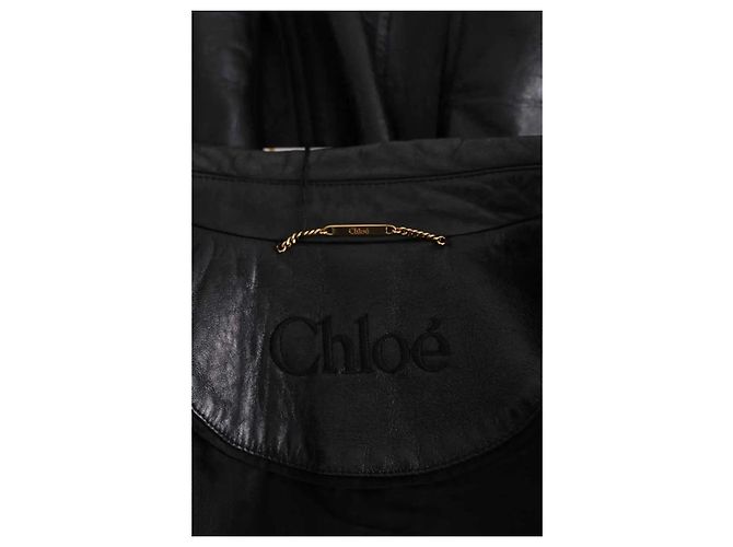 Abrigo de cuero negro Chloé - vista 5