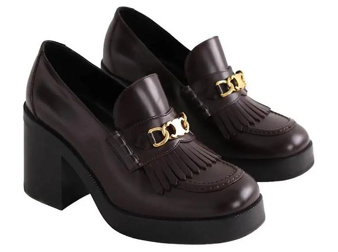 Mocassini Céline in pelle marrone - vista 3