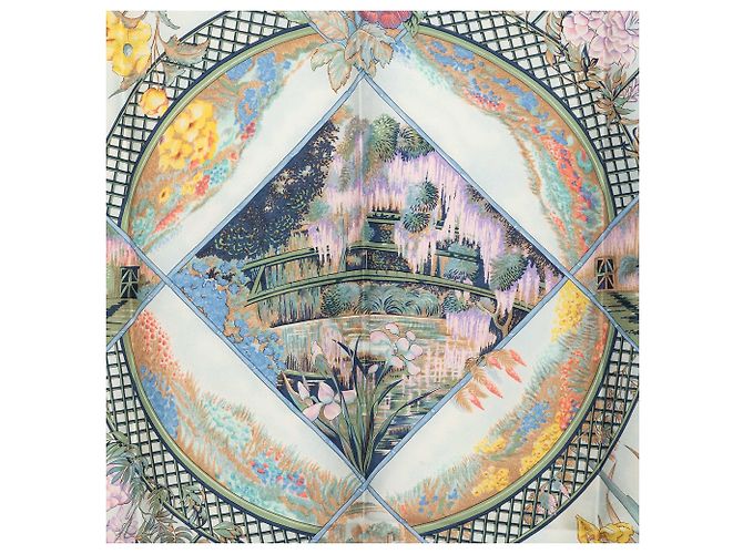 Foulard di seta Hermès Giverny Blu 90 - vista 2