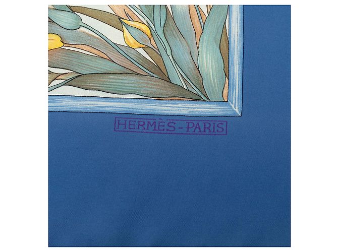 Foulard di seta Hermès Giverny Blu 90 - vista 3