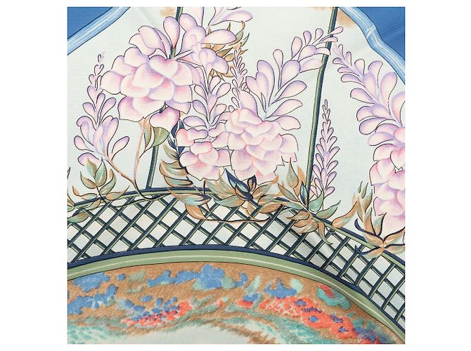 Foulard di seta Hermès Giverny Blu 90 - vista 7