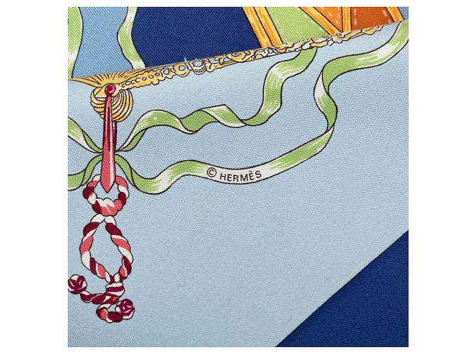 Foulard in seta Hermès Au Clair De La Lune Blu 90 - vista 5