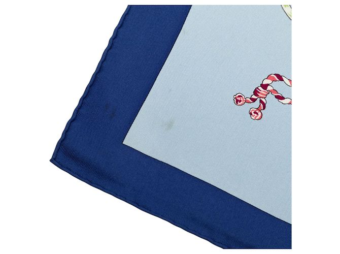 Foulard in seta Hermès Au Clair De La Lune Blu 90 - vista 7