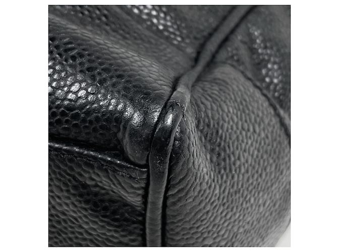 Borsa Tote Chanel in pelle di vitello granulata nera - vista 3