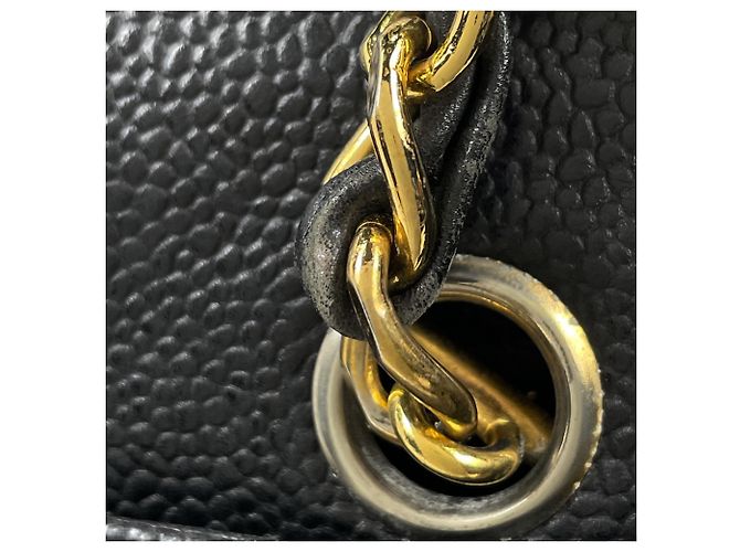 Borsa Tote Chanel in pelle di vitello granulata nera - vista 4