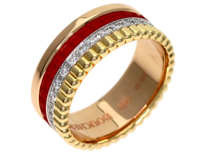 Anello Boucheron Quatre Small in ceramica rossa e diamanti - vista 2