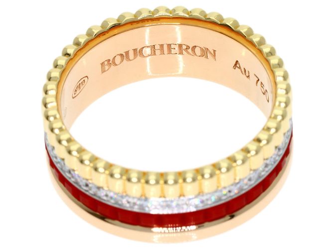 Anello Boucheron Quatre Small in ceramica rossa e diamanti - vista 4
