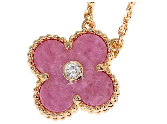 Collana Van Cleef & Arpels Alhambra in rodonite e diamanti - vista 4