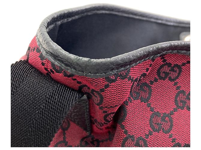 Borsa Tote Gucci 2-Way nera e rossa in tela - vista 10