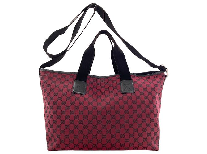 Borsa Tote Gucci 2-Way nera e rossa in tela - vista 2
