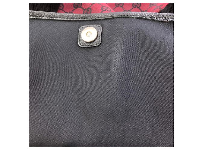 Borsa Tote Gucci 2-Way nera e rossa in tela - vista 7
