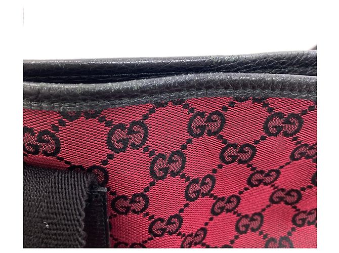 Borsa Tote Gucci 2-Way nera e rossa in tela - vista 9