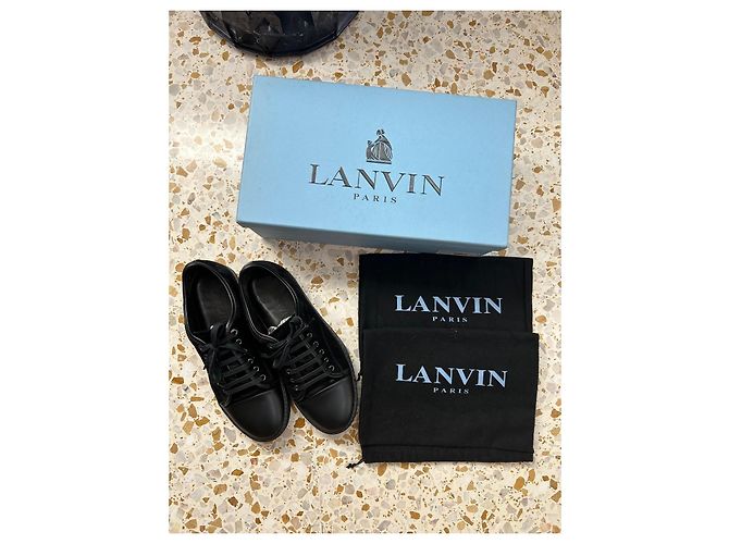 Lanvin Sneakers basse DBB1 in pelle e camoscio nero - vista 10