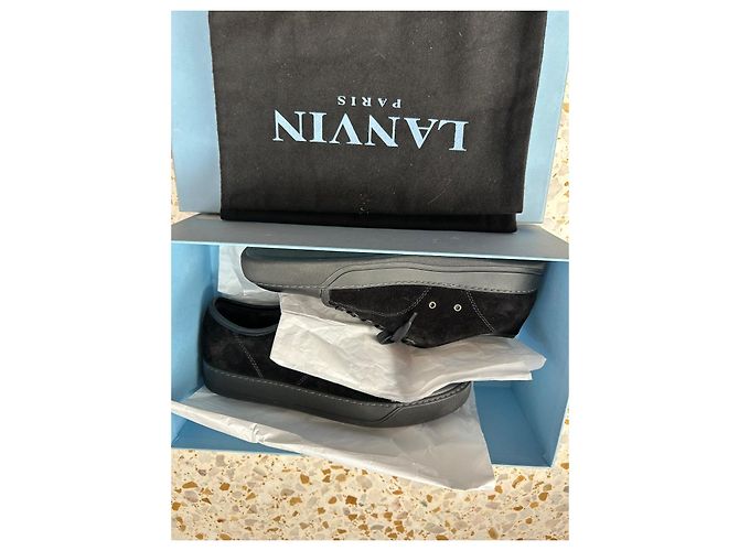 Lanvin Sneakers basse DBB1 in pelle e camoscio nero - vista 11