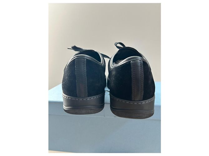 Lanvin Sneakers basse DBB1 in pelle e camoscio nero - vista 4