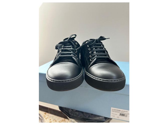 Lanvin Sneakers basse DBB1 in pelle e camoscio nero - vista 5