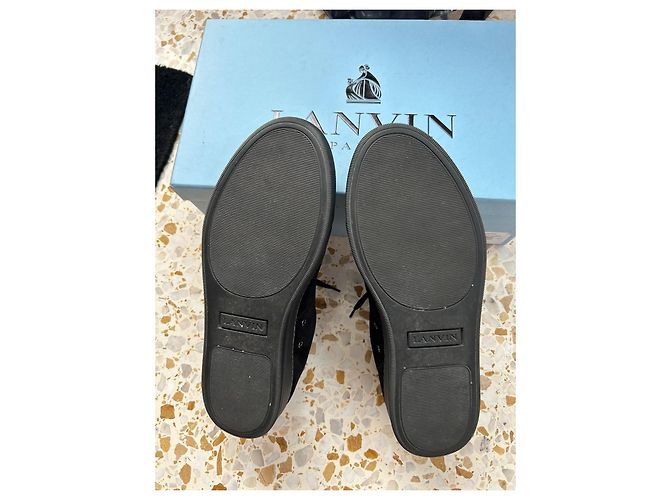 Lanvin Sneakers basse DBB1 in pelle e camoscio nero - vista 6