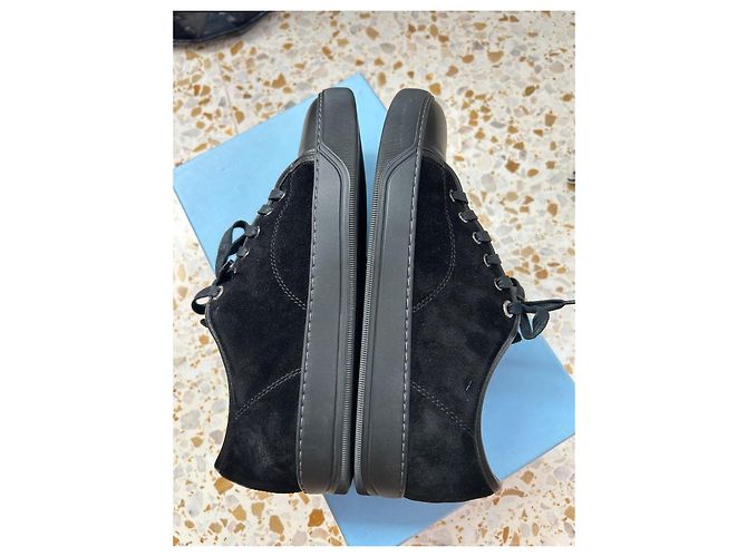 Lanvin Sneakers basse DBB1 in pelle e camoscio nero - vista 7