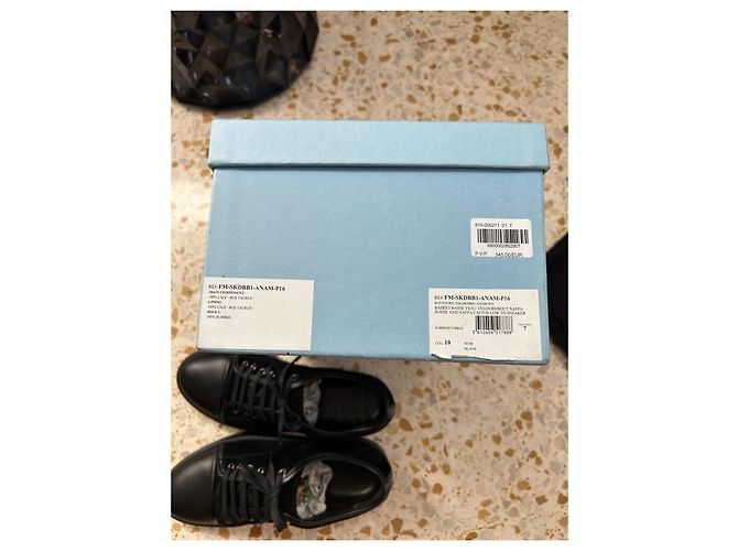 Lanvin Sneakers basse DBB1 in pelle e camoscio nero - vista 8