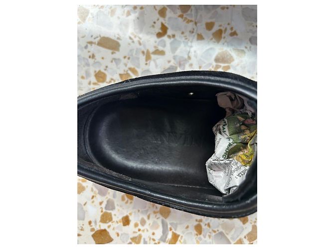 Lanvin Sneakers basse DBB1 in pelle e camoscio nero - vista 9