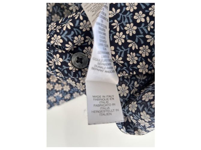 Paul Smith London Camicia in cotone floreale blu navy e bianco - vista 11