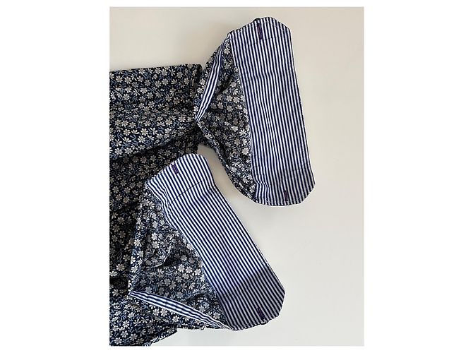 Paul Smith London Camicia in cotone floreale blu navy e bianco - vista 12