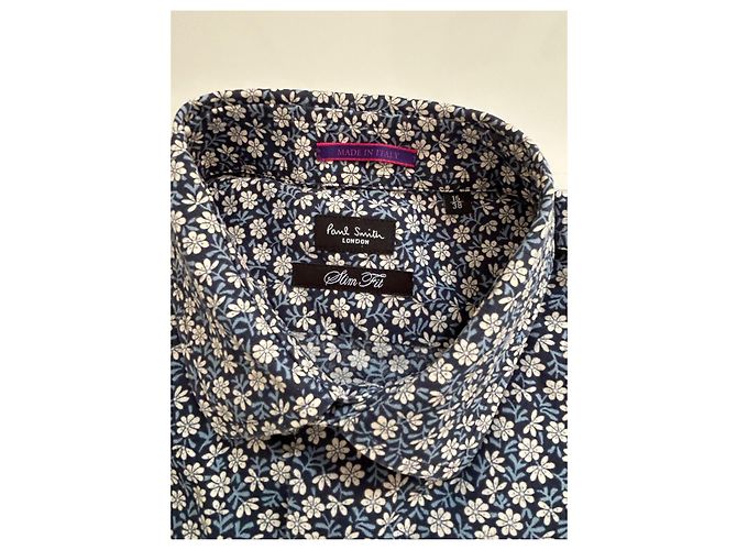 Paul Smith London Camicia in cotone floreale blu navy e bianco - vista 2