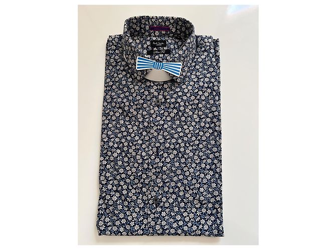 Paul Smith London Camicia in cotone floreale blu navy e bianco - vista 3