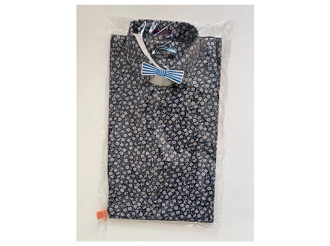 Paul Smith London Camicia in cotone floreale blu navy e bianco - vista 4
