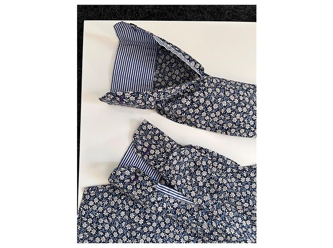 Paul Smith London Camicia in cotone floreale blu navy e bianco - vista 6