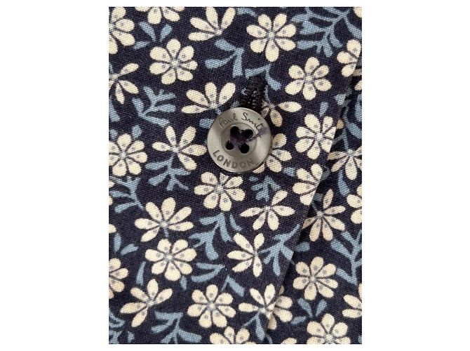 Paul Smith London Camicia in cotone floreale blu navy e bianco - vista 7
