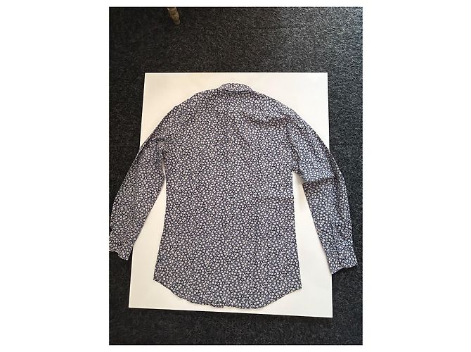 Paul Smith London Camicia in cotone floreale blu navy e bianco - vista 8