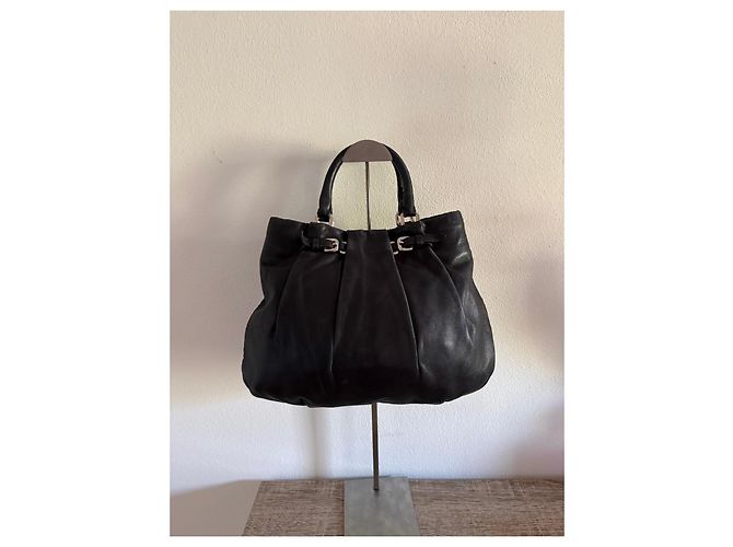 Sac à main Prada en cuir noir - vue 8