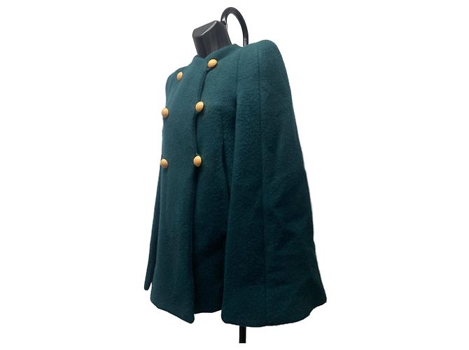 Casaco Cape Abotoado Chloé Verde Escuro em Lã Virgem e Mohair – Size 34 - vista 2
