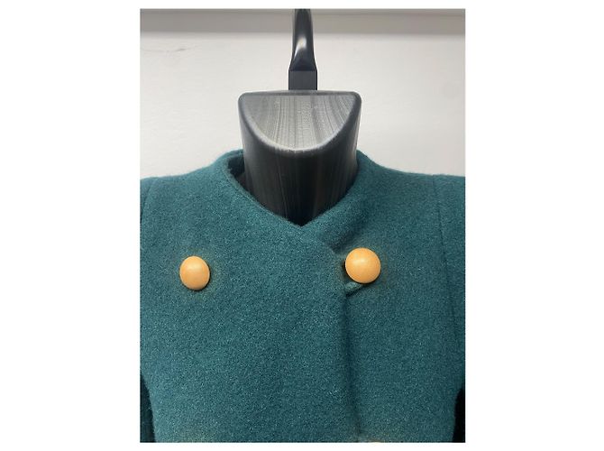 Casaco Cape Abotoado Chloé Verde Escuro em Lã Virgem e Mohair – Size 34 - vista 3