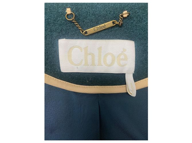 Casaco Cape Abotoado Chloé Verde Escuro em Lã Virgem e Mohair – Size 34 - vista 4