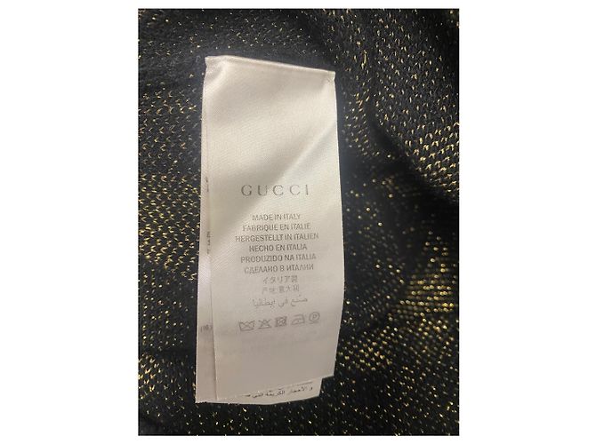 Gucci Strickpullover aus Jacquard mit metallischen Lurex-Herzen und -Sternen in Schwarz und Gold - Ansicht 4