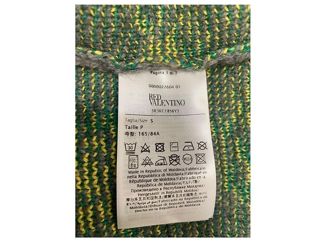 RED Valentino Grauer Strickpullover mit Blumenmuster und kurzen Ärmeln – Größe S - Ansicht 4
