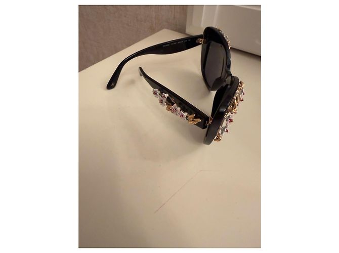 Dolce & Gabbana Occhiali da sole donna acetato nero decorati - vista 2