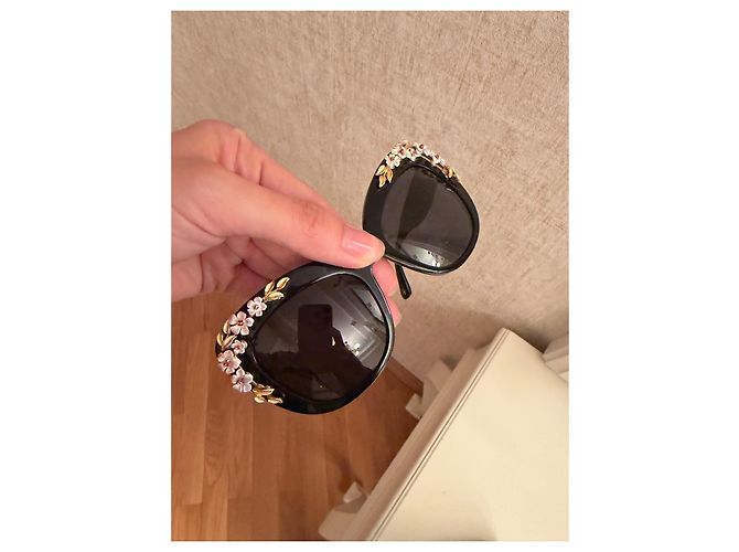 Dolce & Gabbana Occhiali da sole donna acetato nero decorati - vista 4