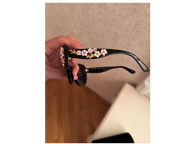 Dolce & Gabbana Occhiali da sole donna acetato nero decorati - vista 5